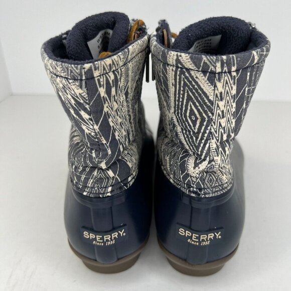 Sperry Top-Siders Womens STS97761 Blue Geometric Ankle Size 7.5 Rain Boots - Picture 5 of 9
